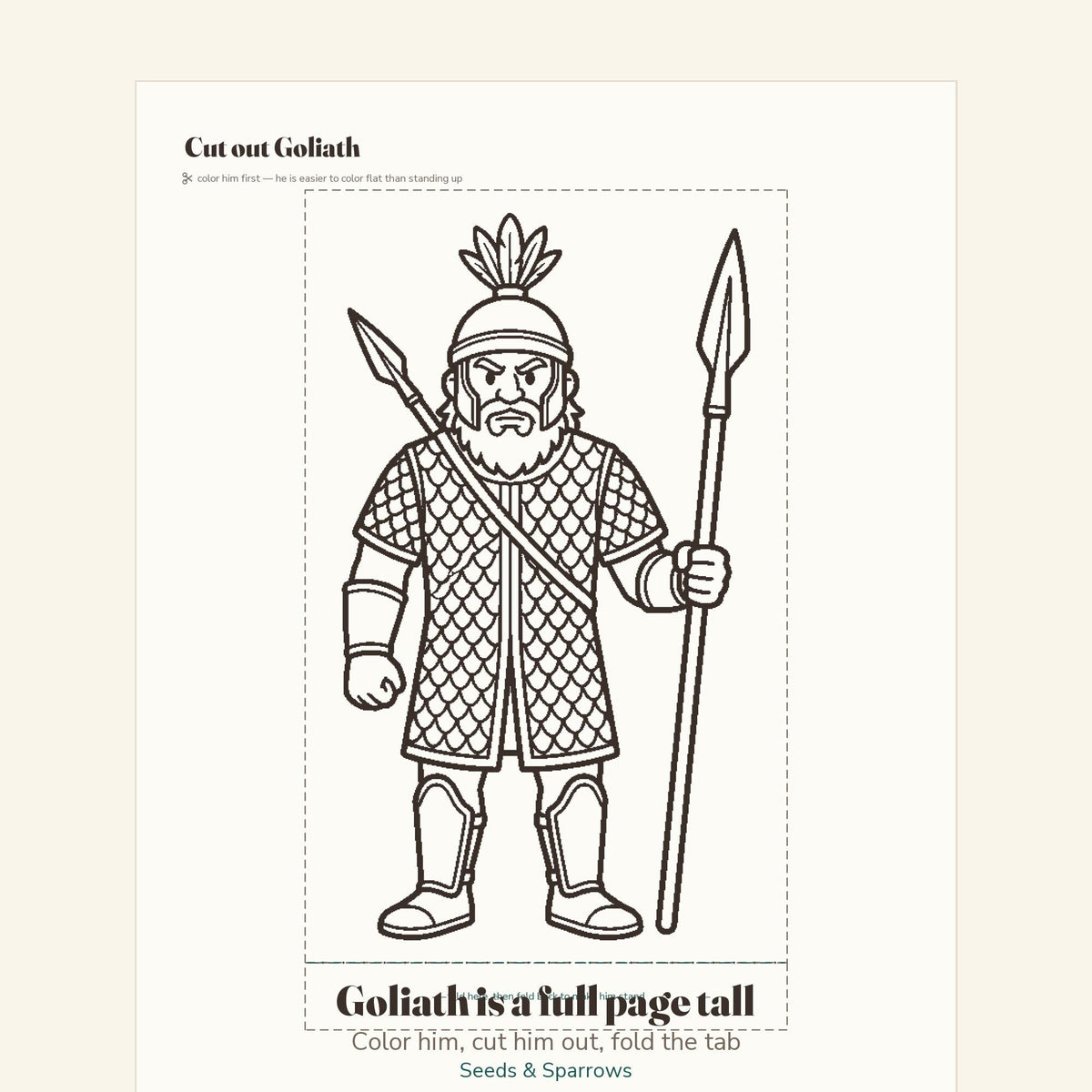 David and Goliath craft pieces to cut out
