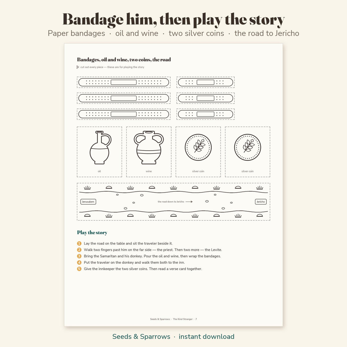 Paper bandages and the road from Jerusalem to Jericho to play the Good Samaritan story