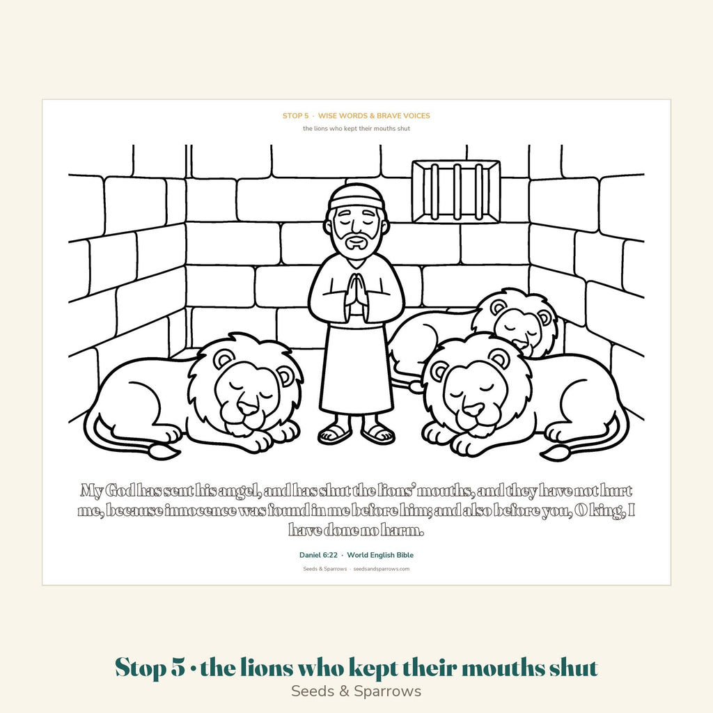 Daniel and the sleeping lions coloring page, Daniel 6:22