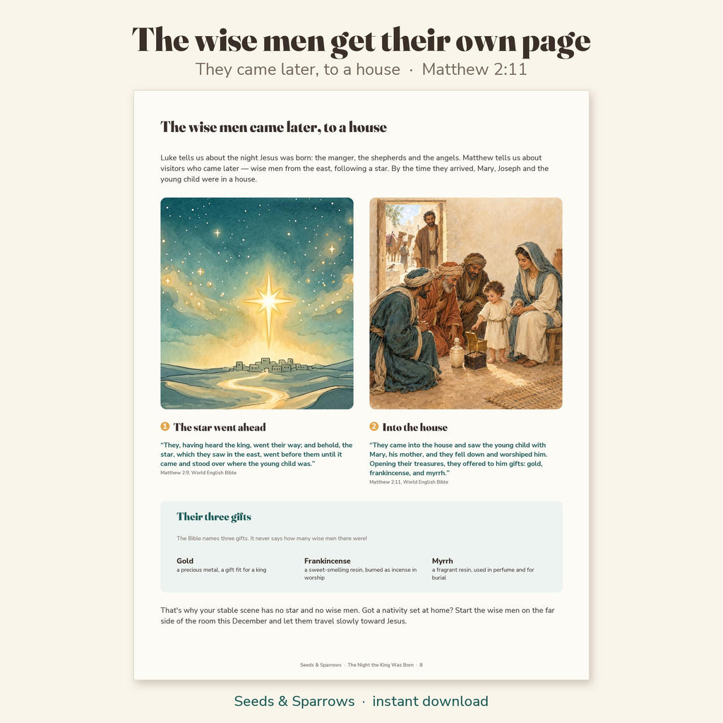 The wise men page: they came later, to a house, following the star