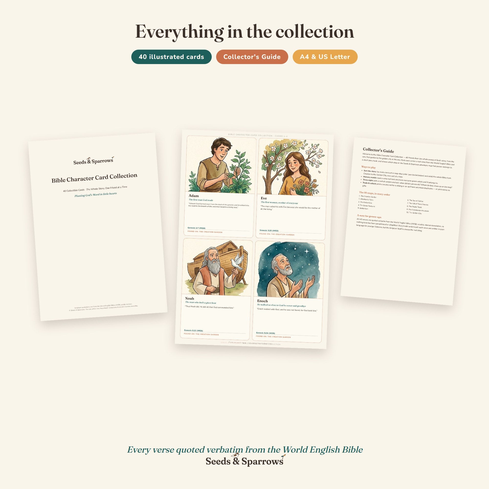 Bible Character Card Collection — 40 Collectible Cards (Printable)