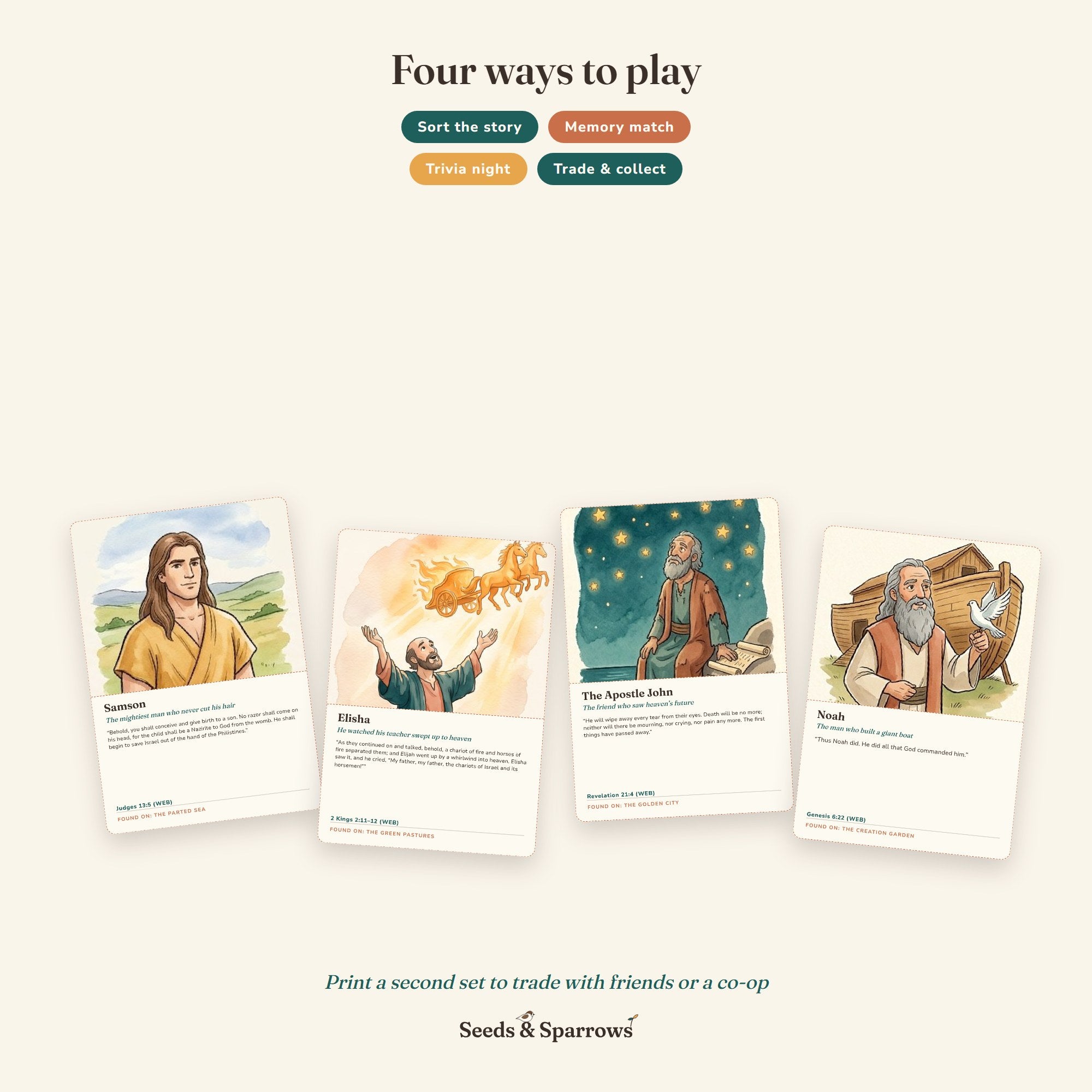 Bible Character Card Collection — 40 Collectible Cards (Printable)