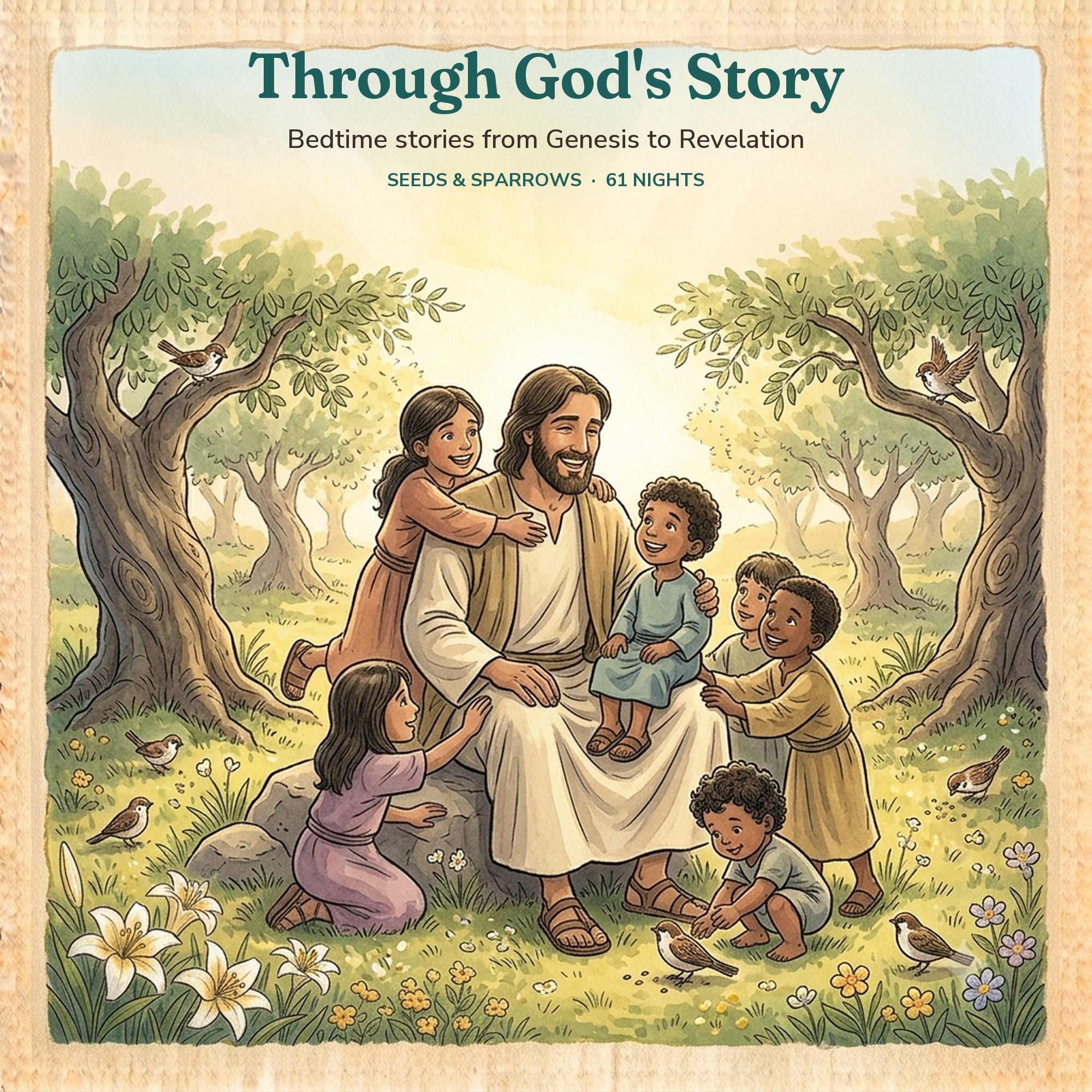 Through God's Story — illustrated Bible bedtime storybook cover